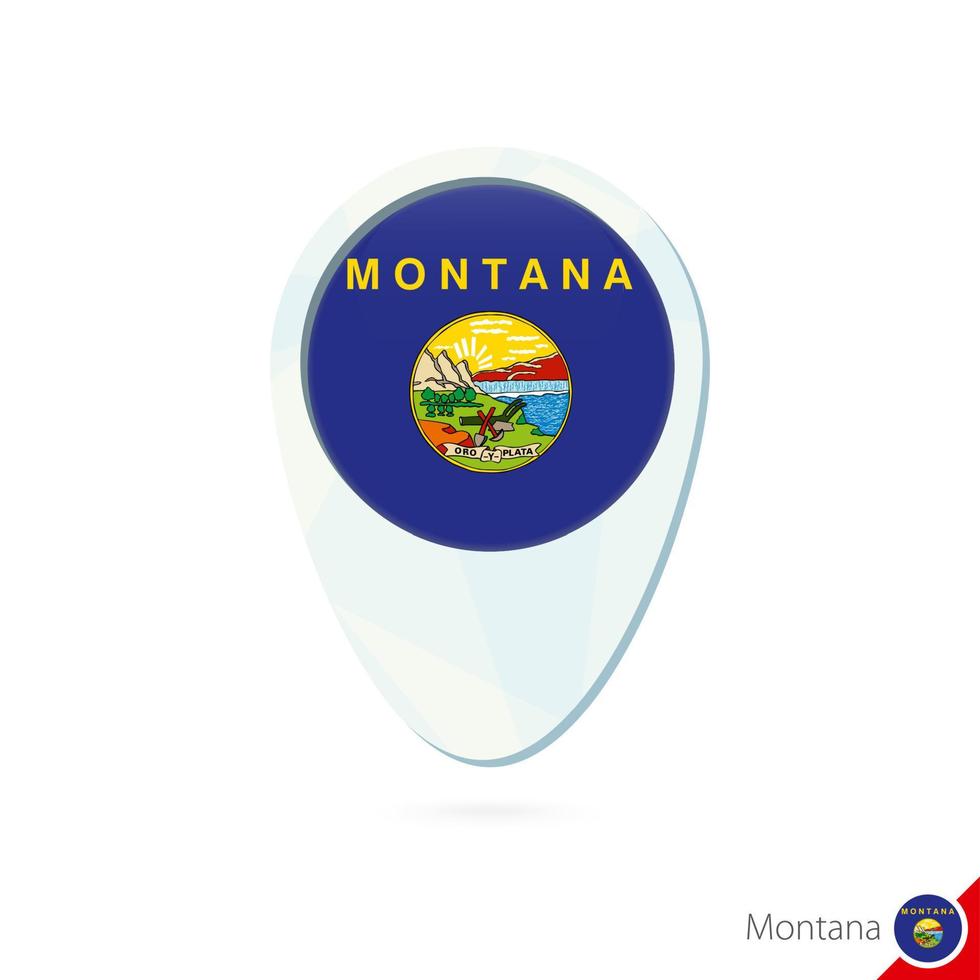 icono de pin de mapa de ubicación de bandera de montana del estado de estados unidos sobre fondo blanco. vector