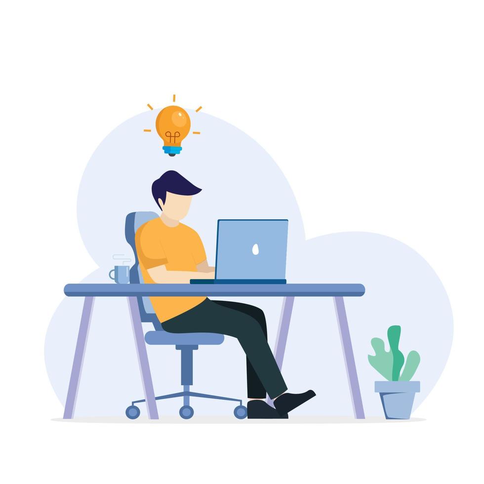 Business online idea or brainstorming concept. Flat vector template Style Suitable for Web Landing Page.