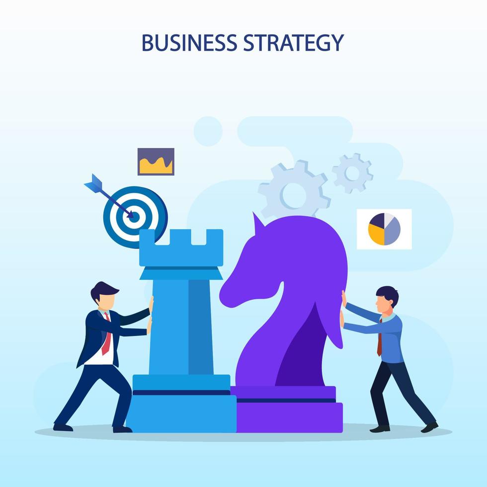 Set bundle Business strategy concept, People are planning, team metaphor, Target achievement, Strategic and tactics chess pieces. Flat vector template style Suitable for Web Landing Pages.