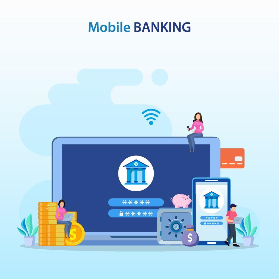 Mobile banking concept illustration vector. vector