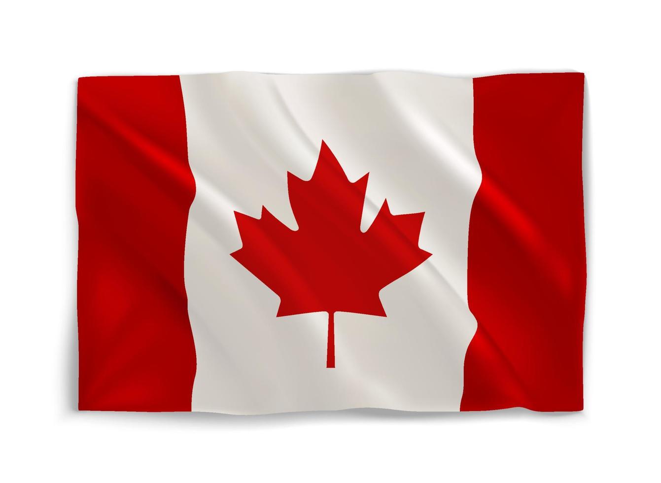 White and red waving flag of Canada. 3d vector object isolated on white