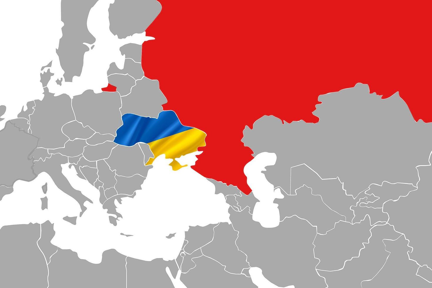 Earth map with Ukraine and Russia selected vector