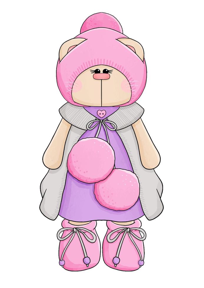 Cute little cat in knitted clothes vector illustration