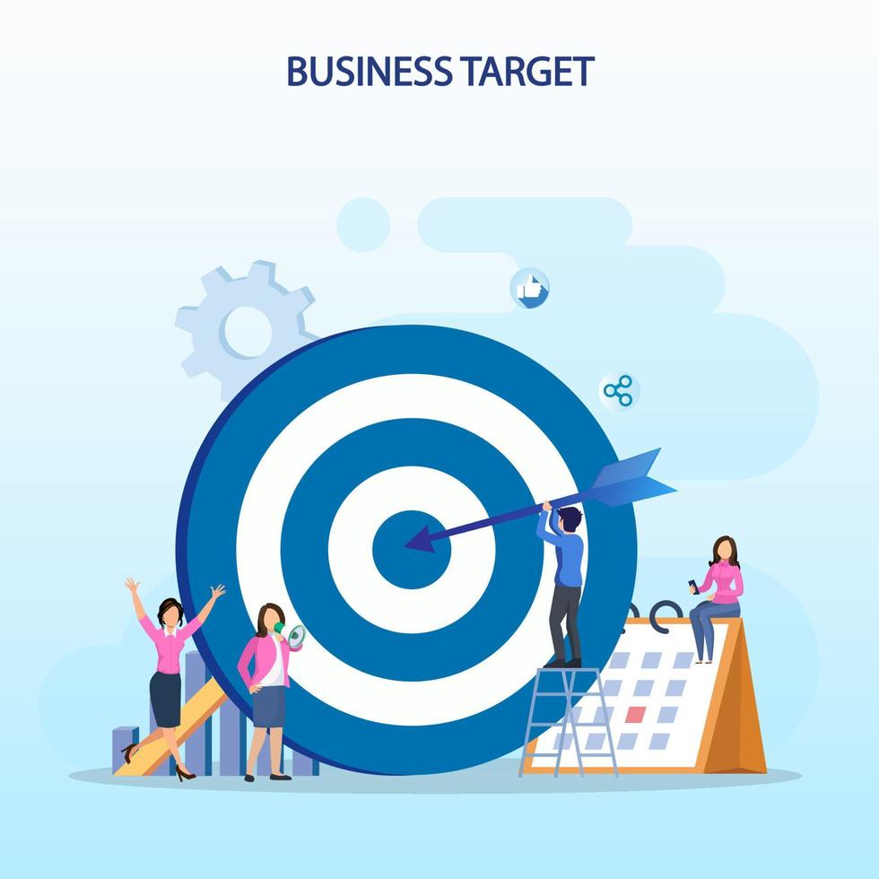 Business target concept. Goal achievement, Flat vector template style Suitable for Web Landing Pages.