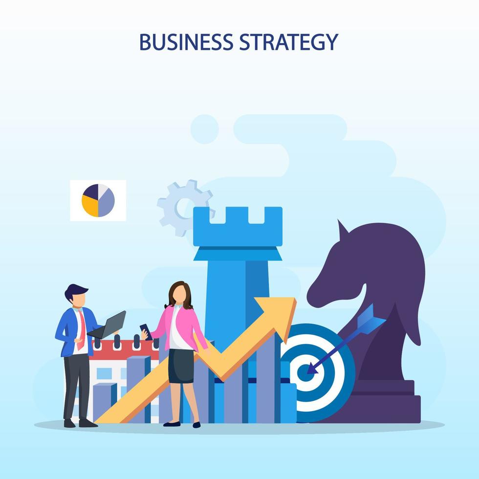 Set bundle Business strategy concept, People are planning, team metaphor, Target achievement, Strategic and tactics chess pieces. Flat vector template style Suitable for Web Landing Pages.