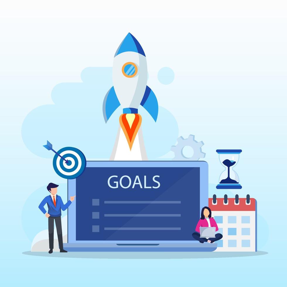 Business goals vector concept, Flat vector template style Suitable for Web Landing Pages.