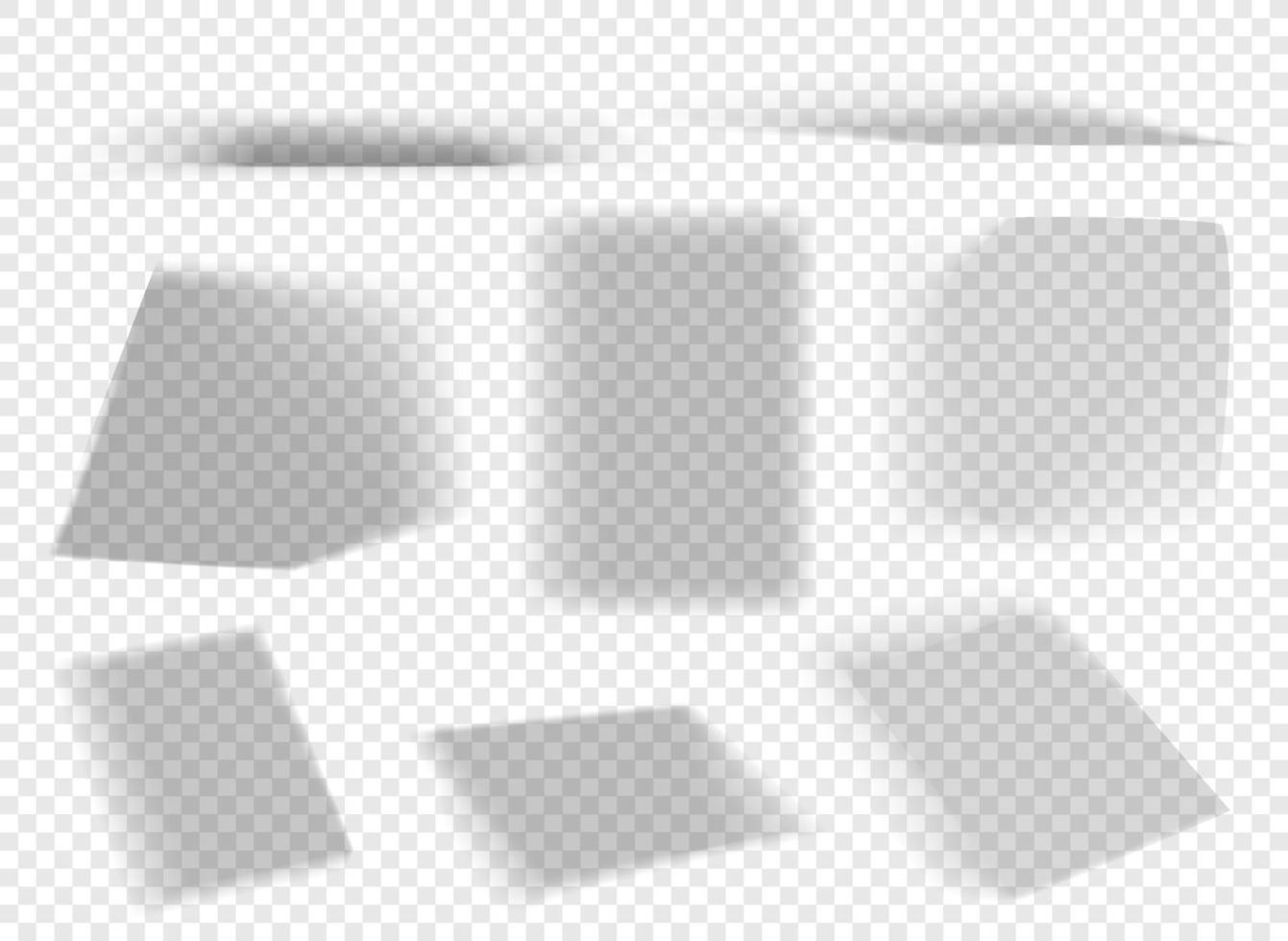 Realistic Shadows set on transparent background. Shadow overlay vector mesh design