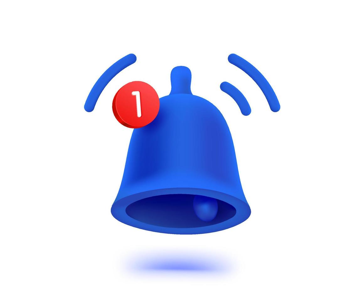 concepto de notificación con jingle bell. icono de vector 3d aislado en blanco