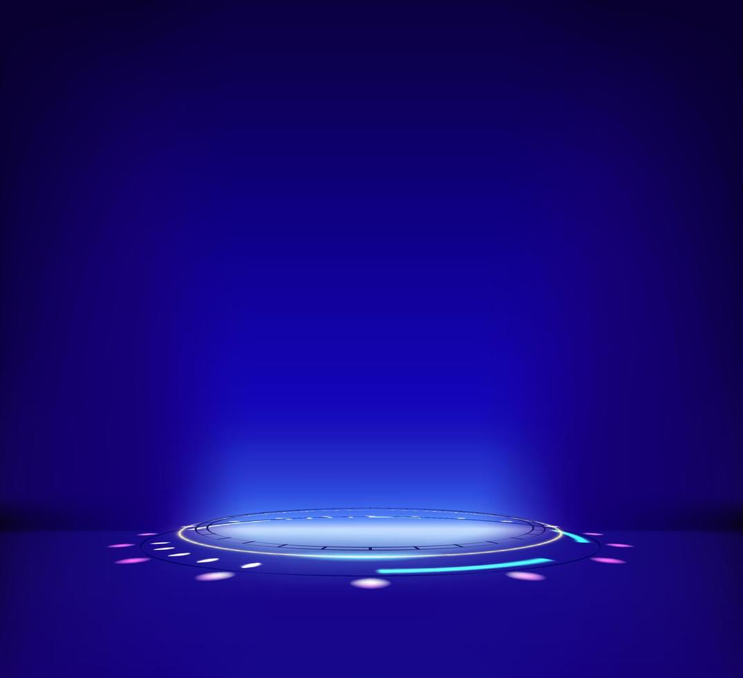 Futuristic neon glowing portal. 3d style vector banner with copy space