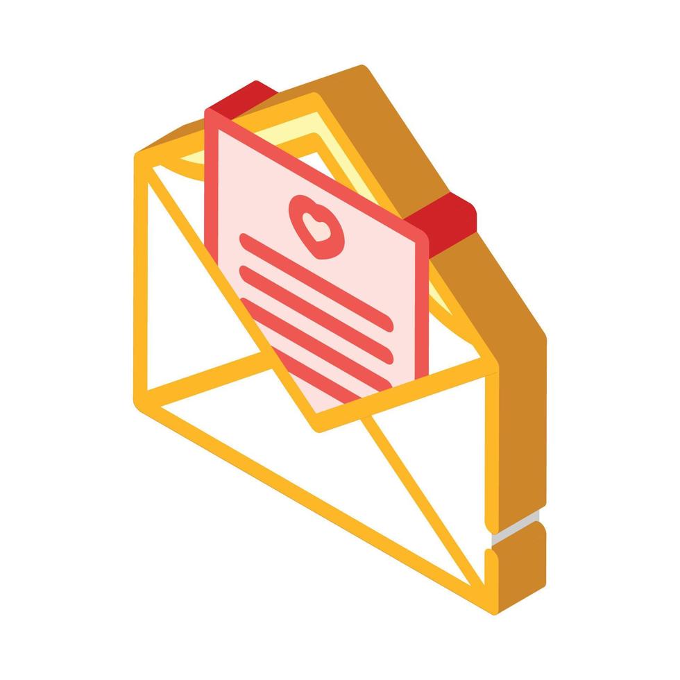 loving message letter isometric icon vector illustration
