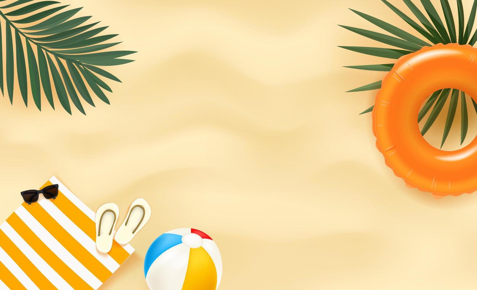 banner de temporada de verano con accesorios y espacio de copia vector