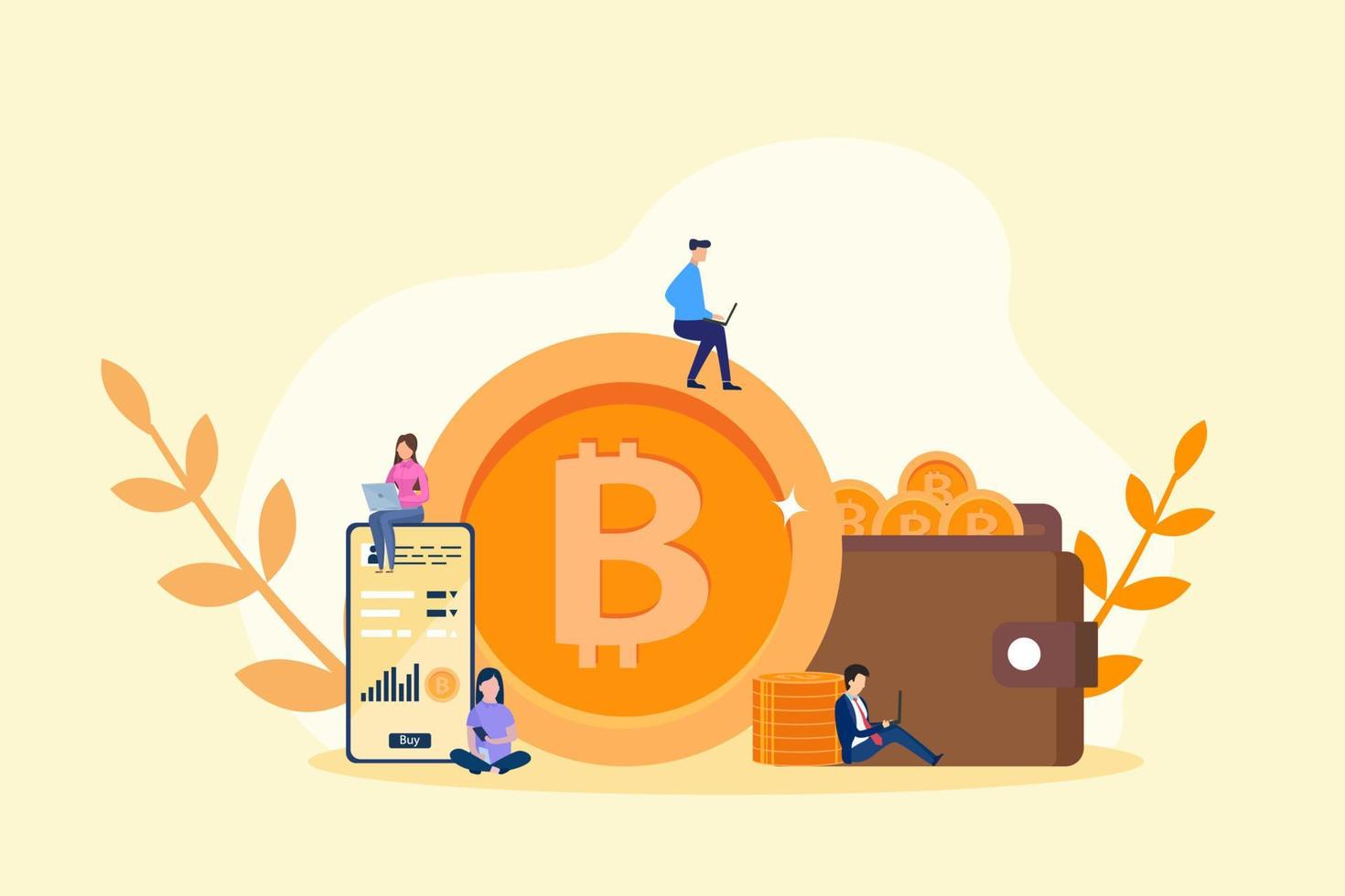 Cryptocurrency wallet. Flat design style web banner of blockchain technology, bitcoin, altcoins, cryptocurrency mining, finance, digital money market, cryptocoin wallet, crypto exchange. vector