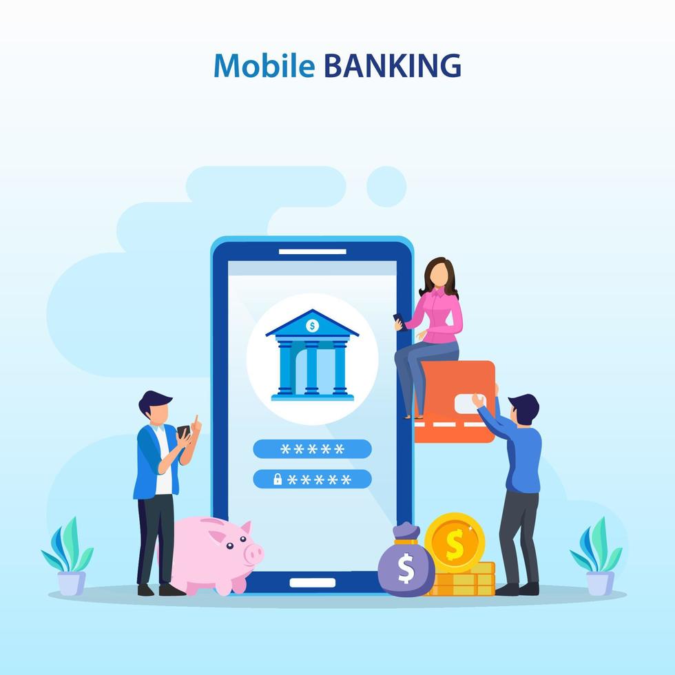 Mobile banking concept illustration vector. vector