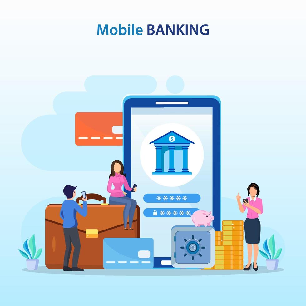 Mobile banking concept illustration vector. vector