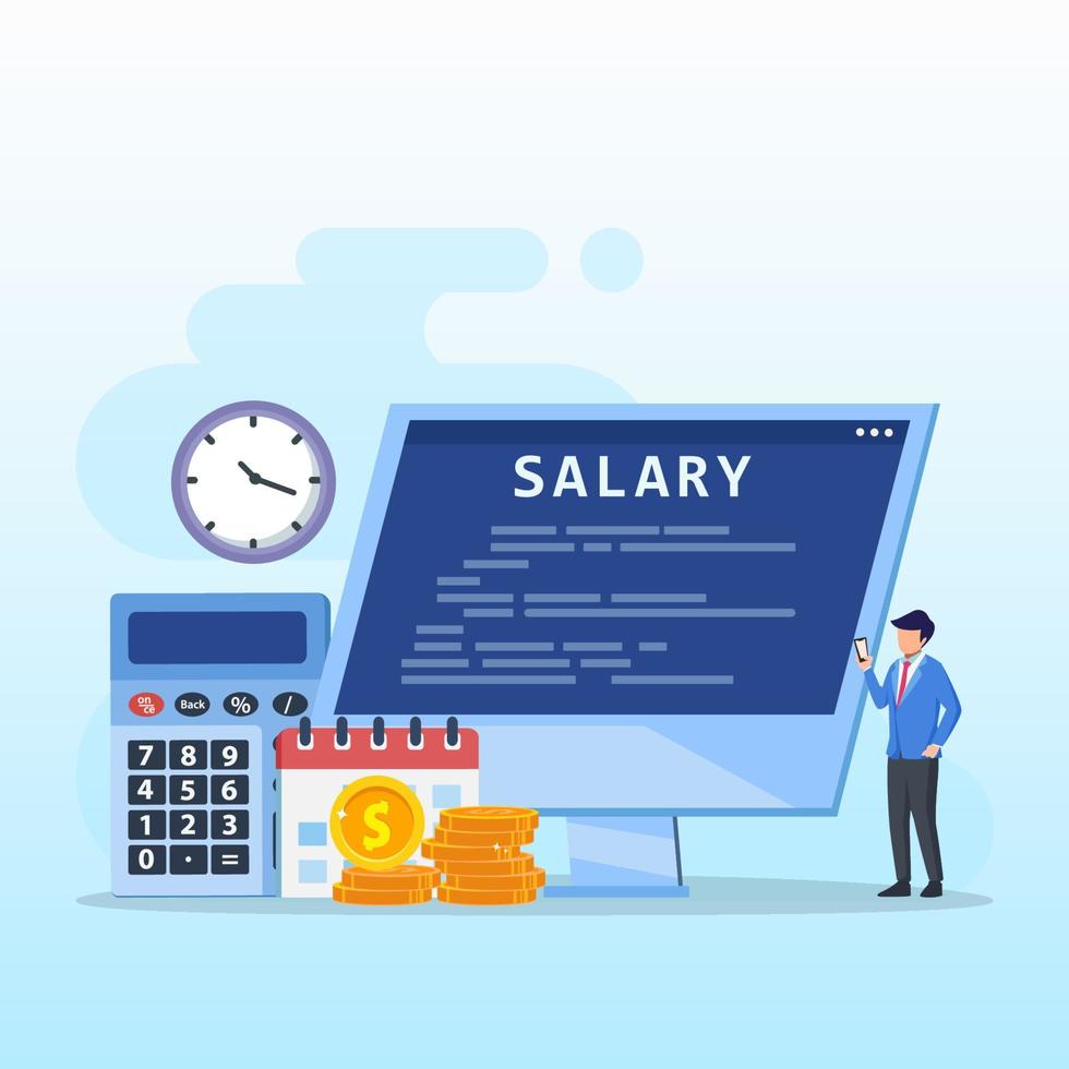 Salary vector concept. Flat vector template Style Suitable for Web Landing Page.