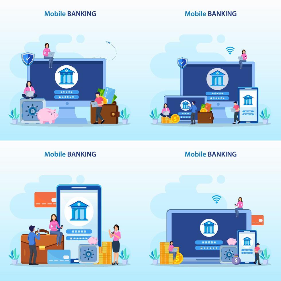 Mobile banking concept illustration vector. vector