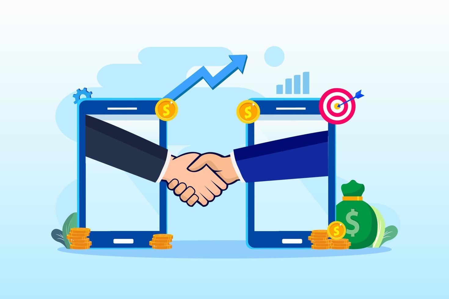 Business partnership landing page website illustration vector flat design
