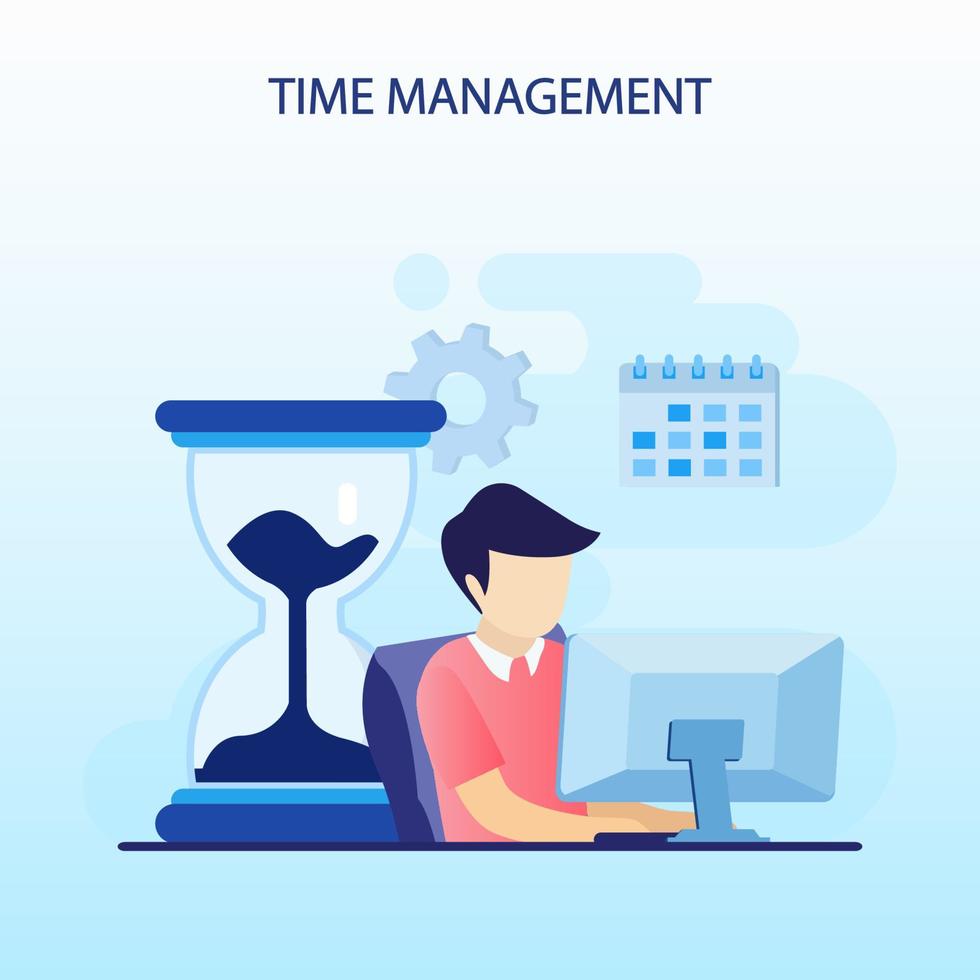 Time management concept, Flat vector template Style Suitable for Web Landing Page, Background.