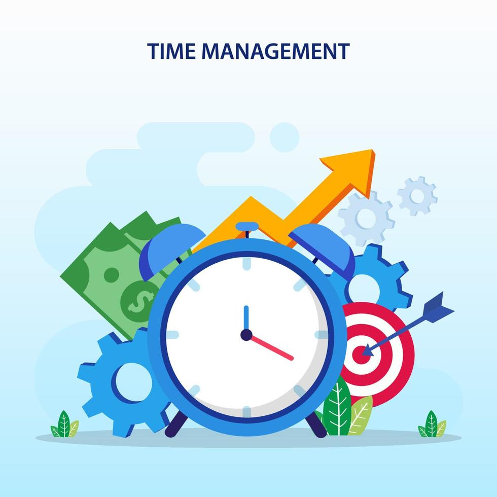 Time management concept, Flat vector template Style Suitable for Web Landing Page, Background.