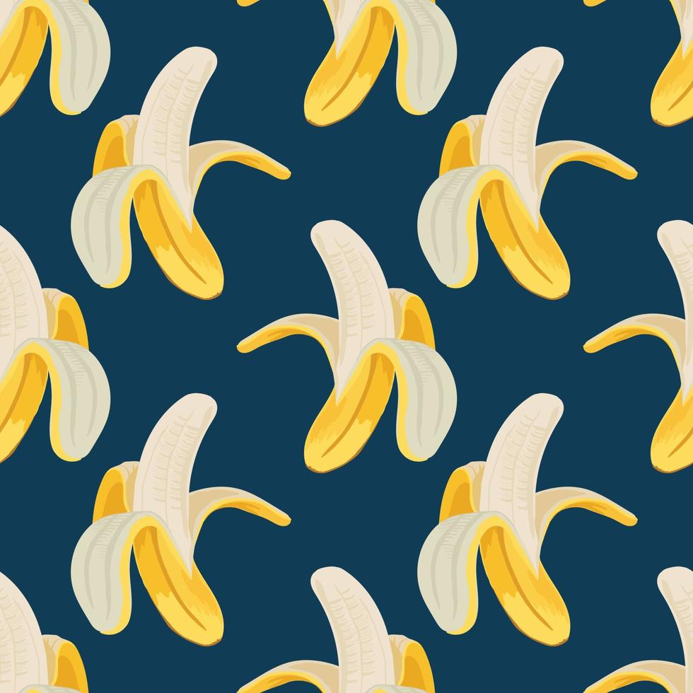 just cute banana seamless pattern on dark blue background vector