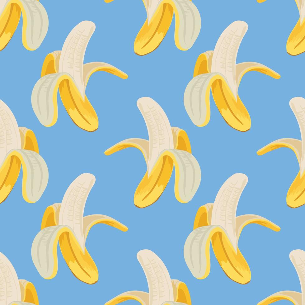 just cute banana seamless pattern on blue background vector