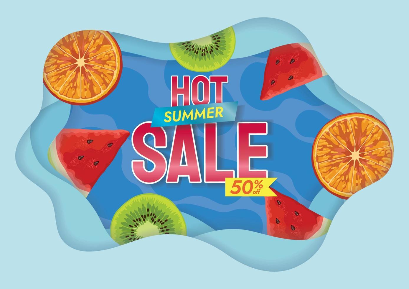 summer sale promo banner cute background vector
