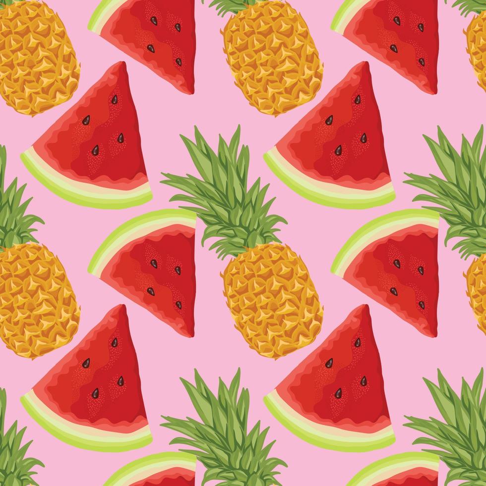 watermelon and pineapple seamless cute design vector