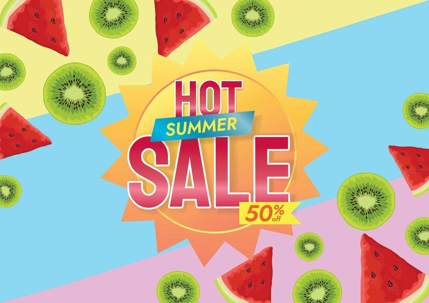colorful fruits summer sale promotion vector