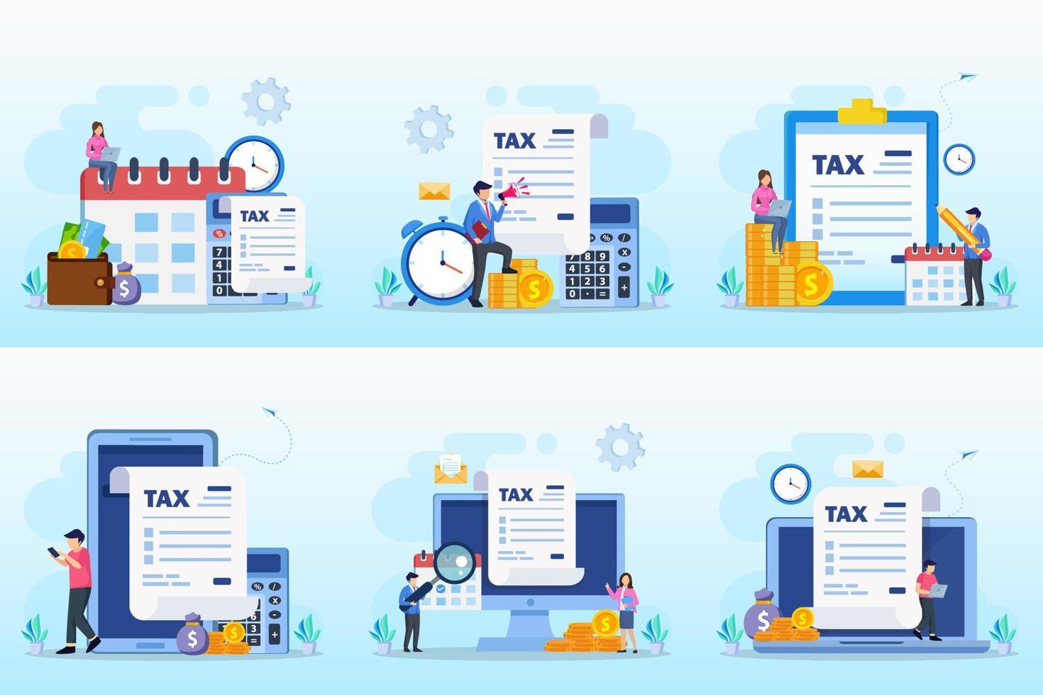 Online Tax Payment, pay season, tax time Concept. Flat vector template