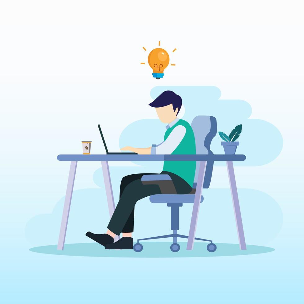 Business online idea or brainstorming concept. Flat vector template Style Suitable for Web Landing Page.