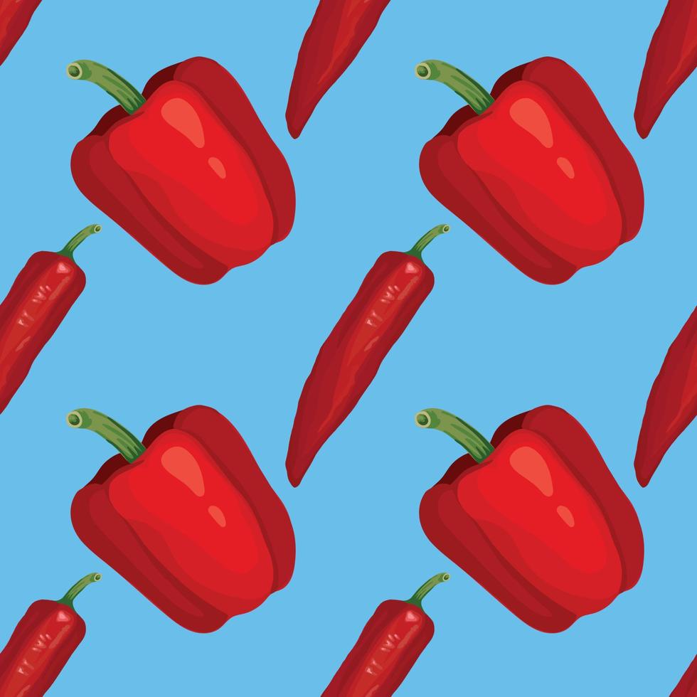 lindo diseño sin costuras de chile rojo y pimiento rojo vector