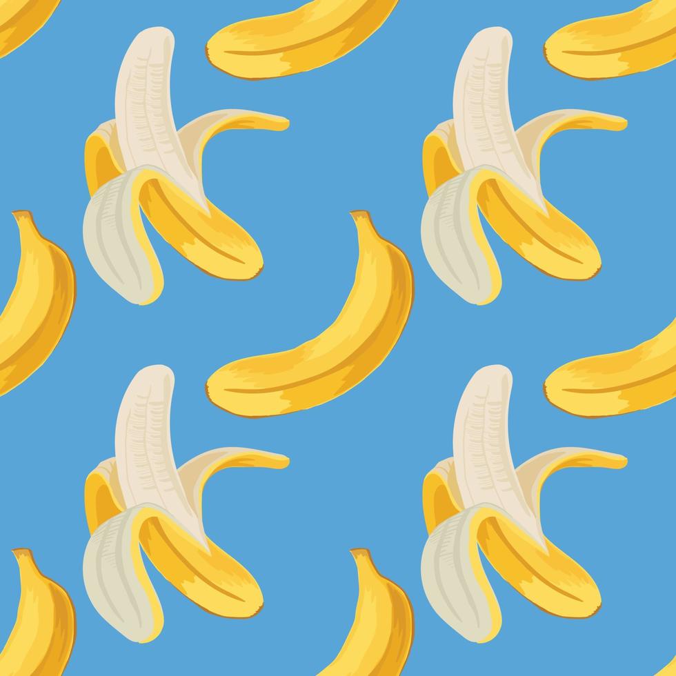 divertido diseño de patrones sin fisuras de plátanos sobre fondo azul vector
