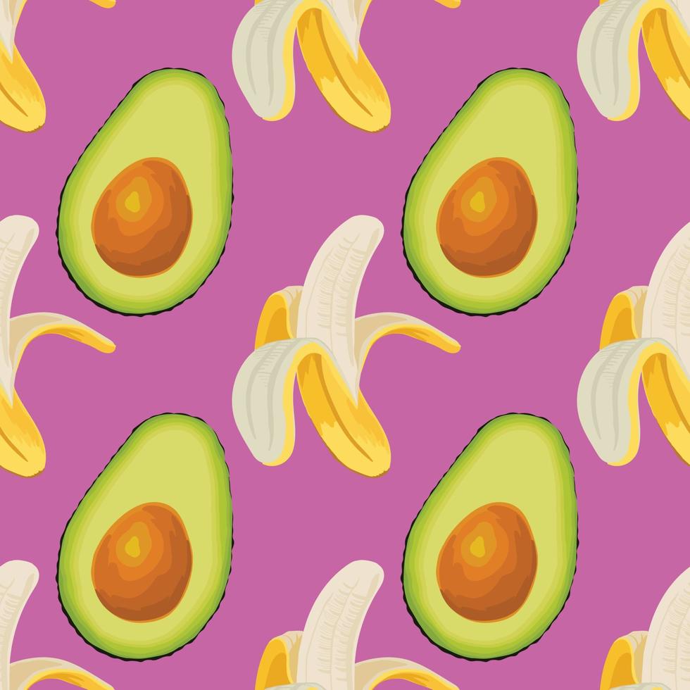 just avocado and banana seamless design vector