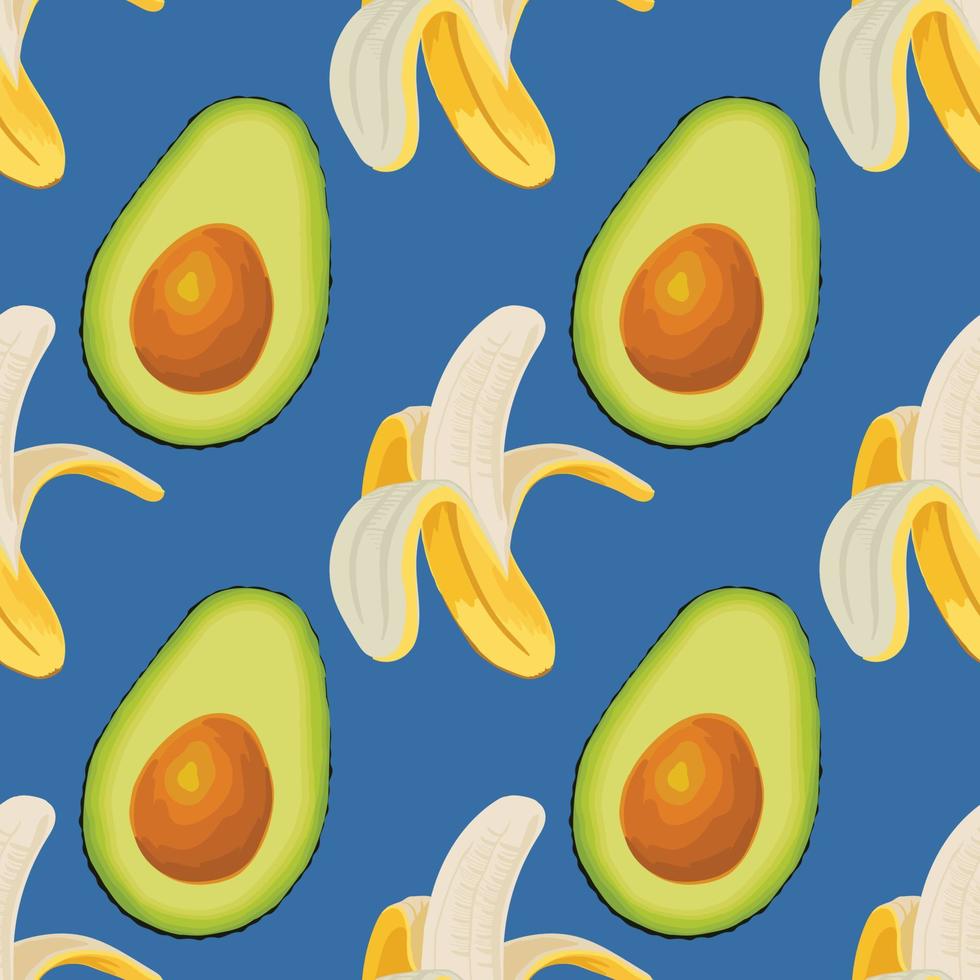 just avocado and banana cute seamless vector