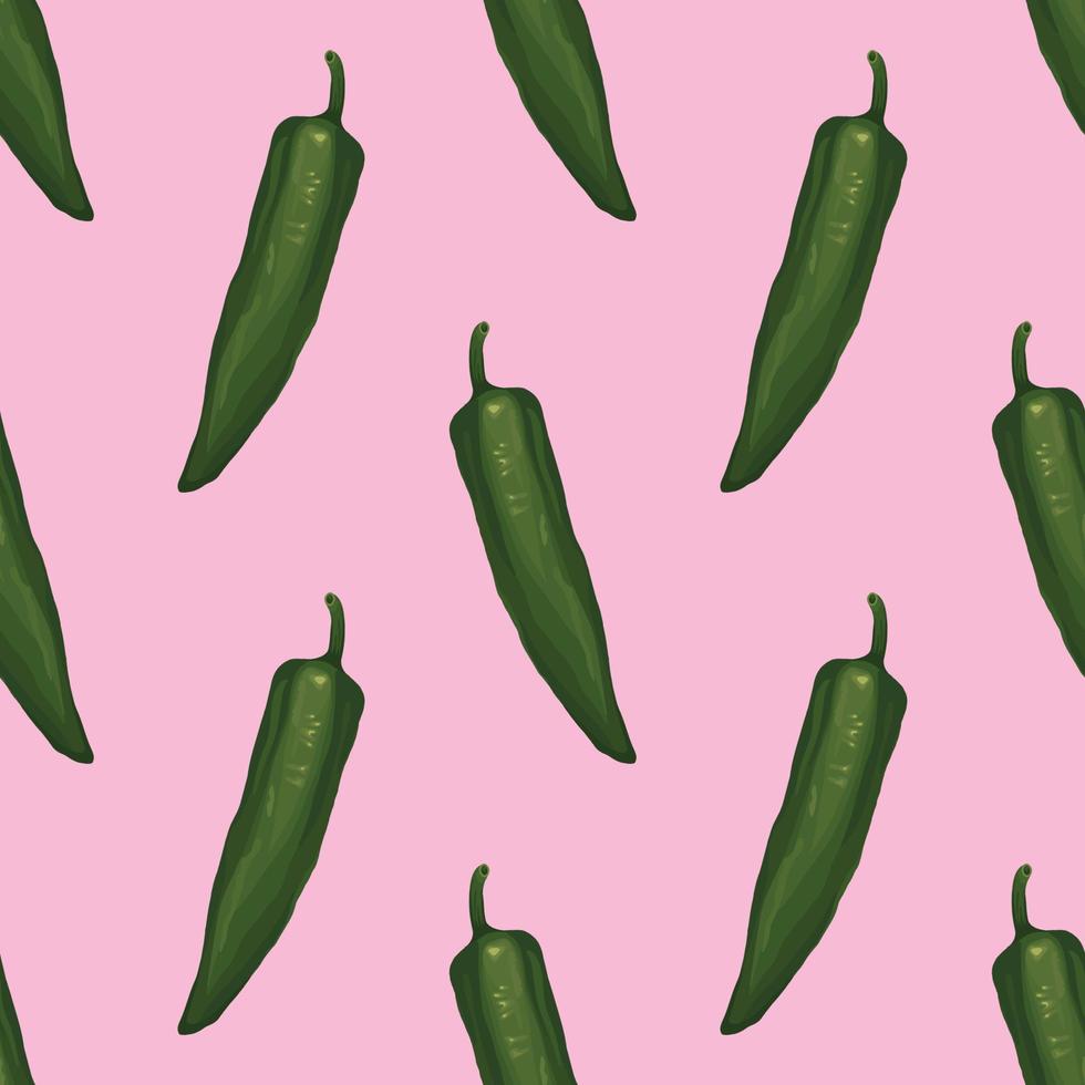 just hand draw green chili seamless design vector