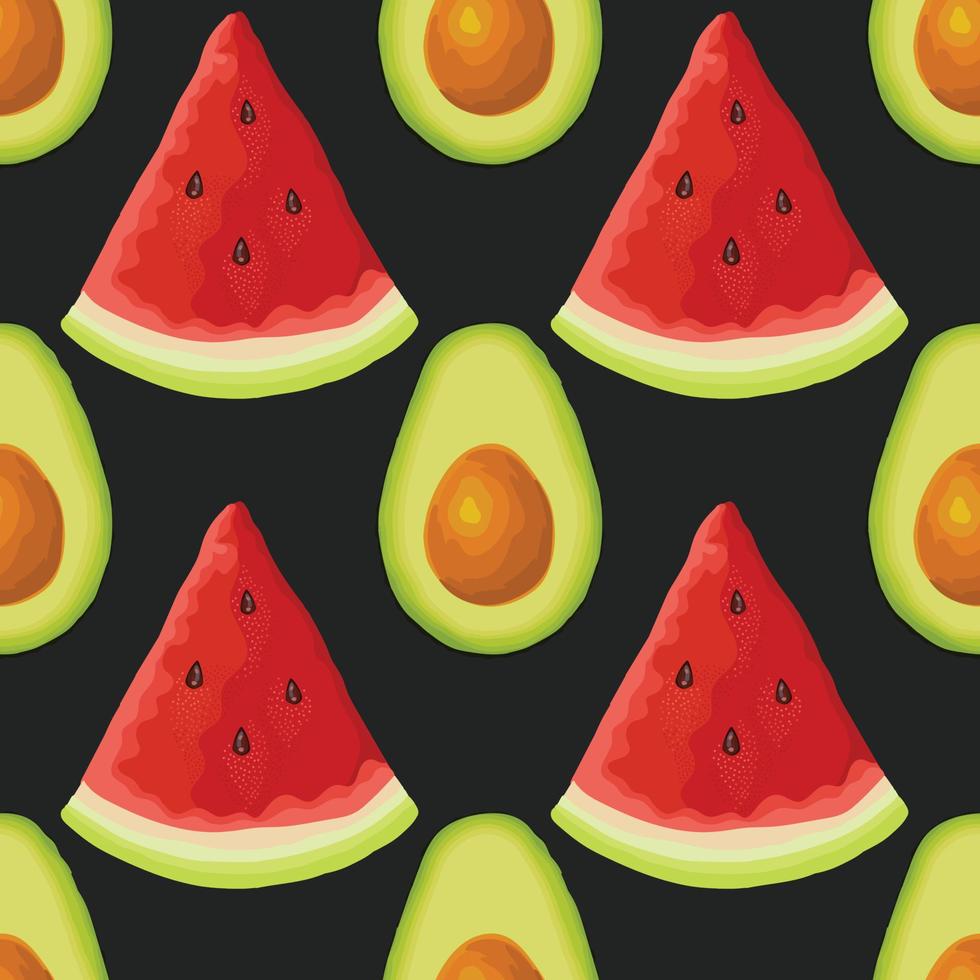 watermelon and avocado seamless design vector