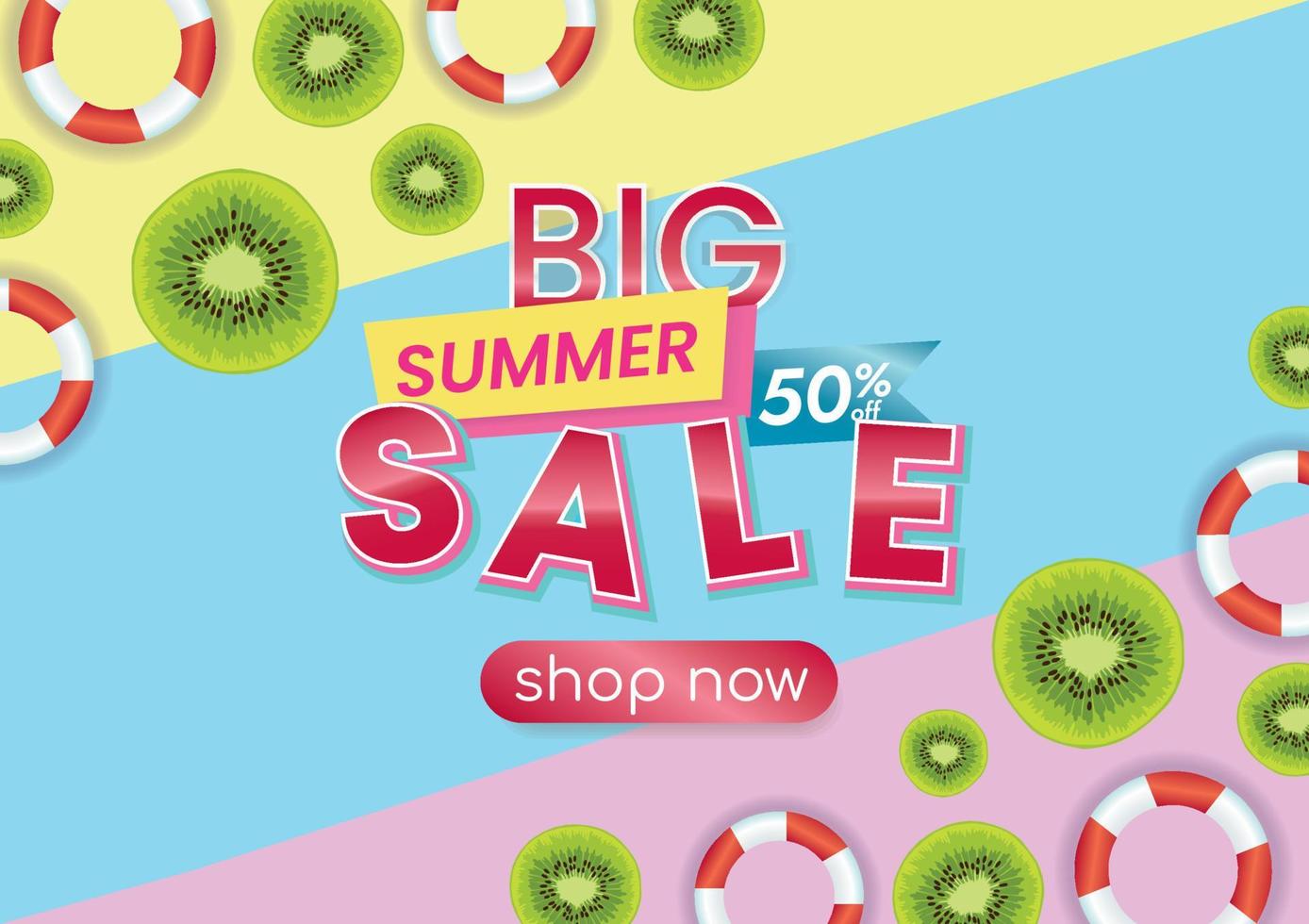 summer sale cute art banner promotion vector