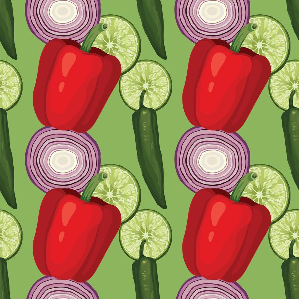 cute red peper lemon and chili seamless pattern design vector