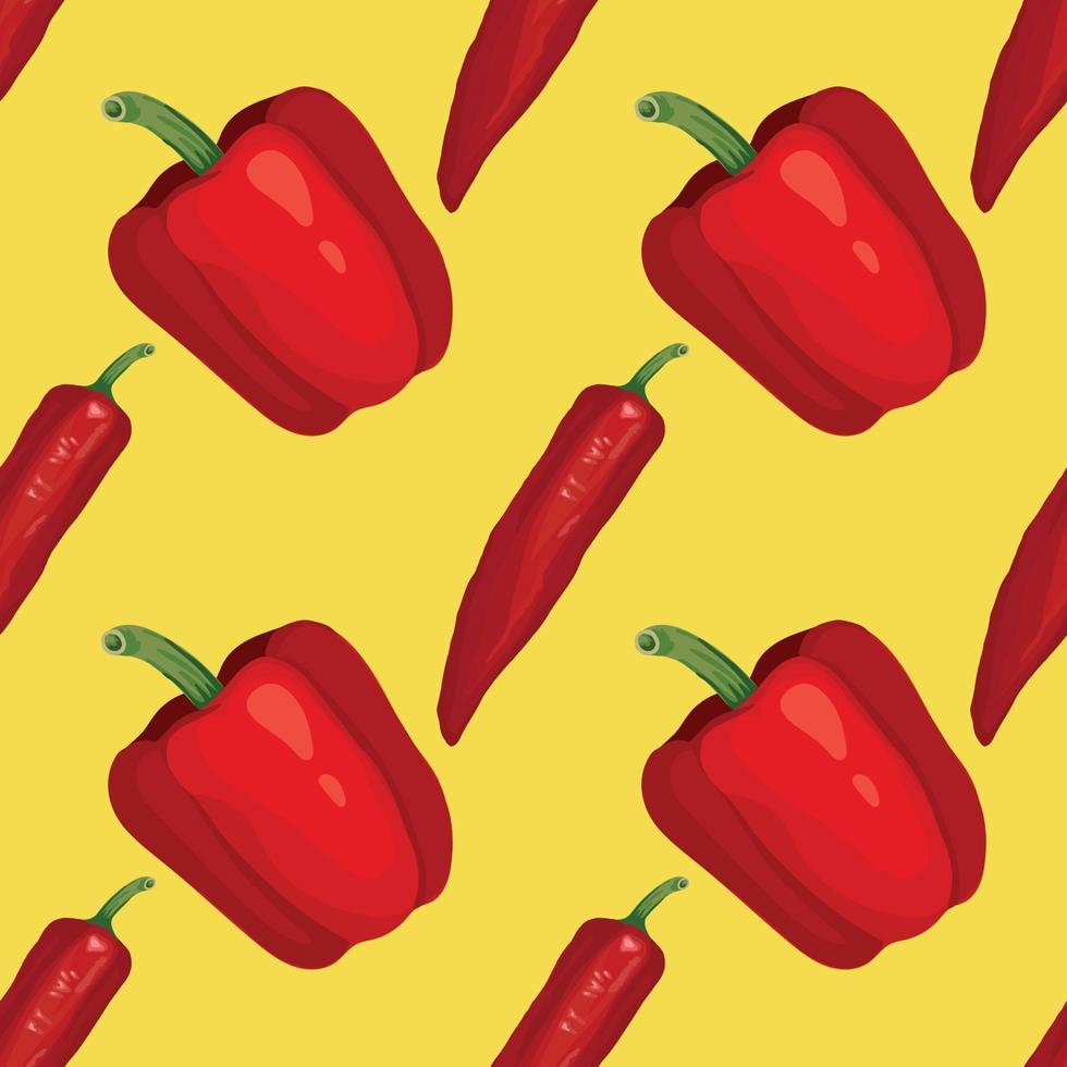 cute red chili and red pepper seamless art design vector