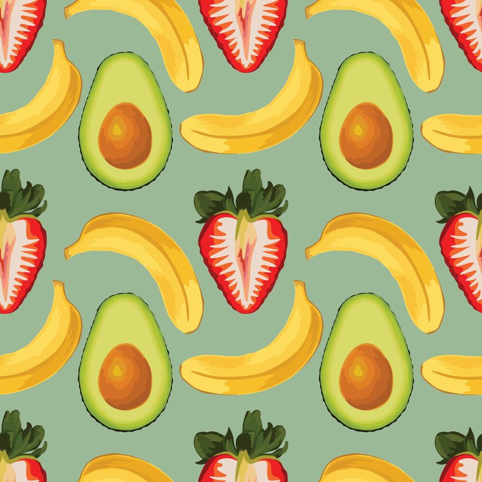stawberry banana and kiwi art seamless pattern design vector