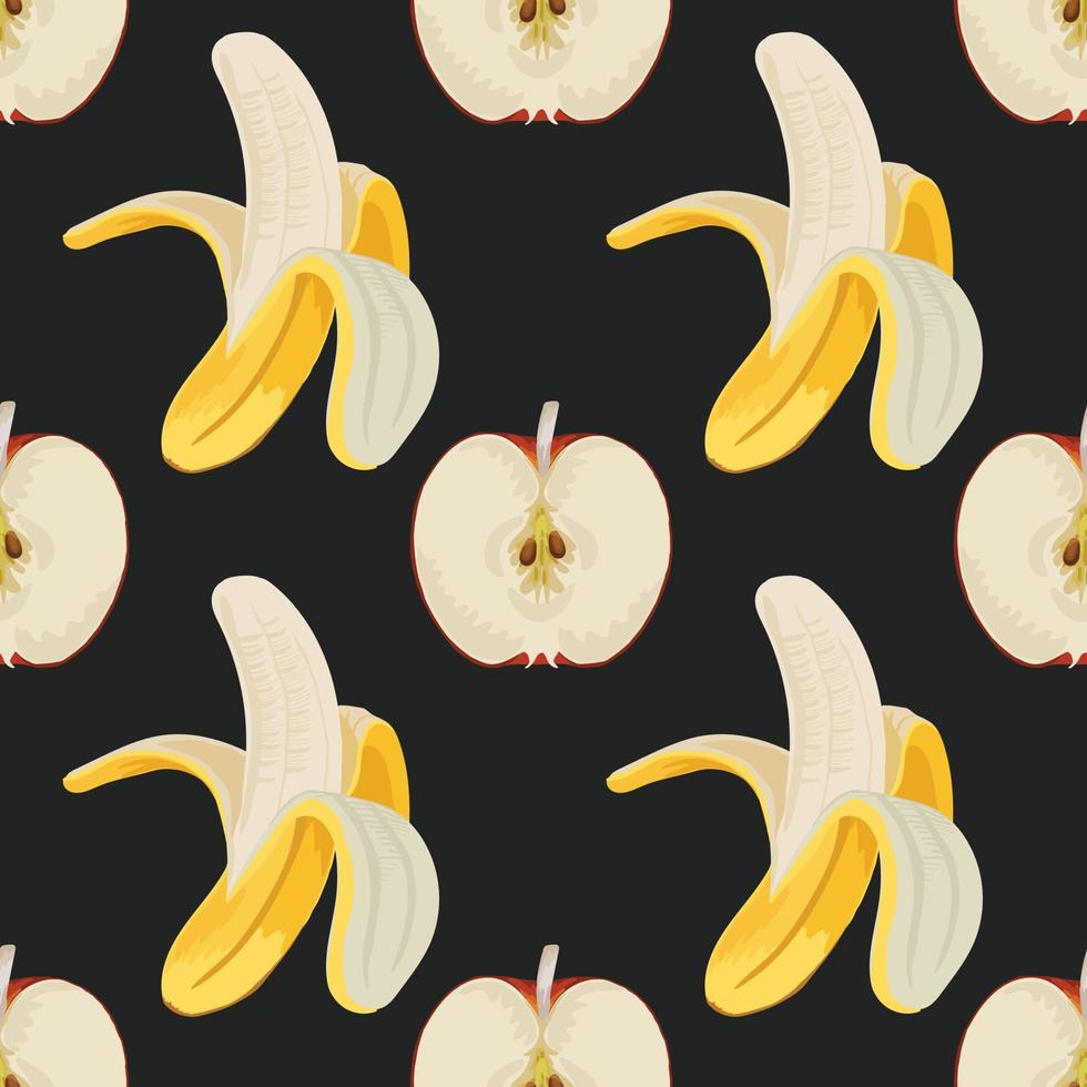 banana and apple seamlesss wallpaper design vector