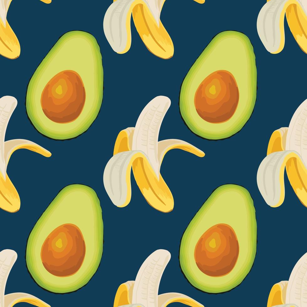 just avocado and banana seamless vector