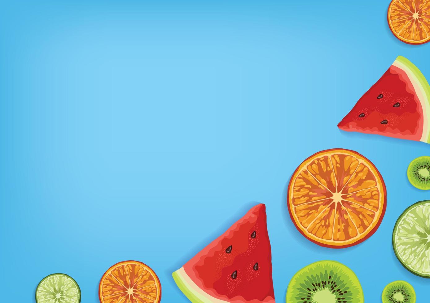 cute fresh fruit and vegetable on blue background vector