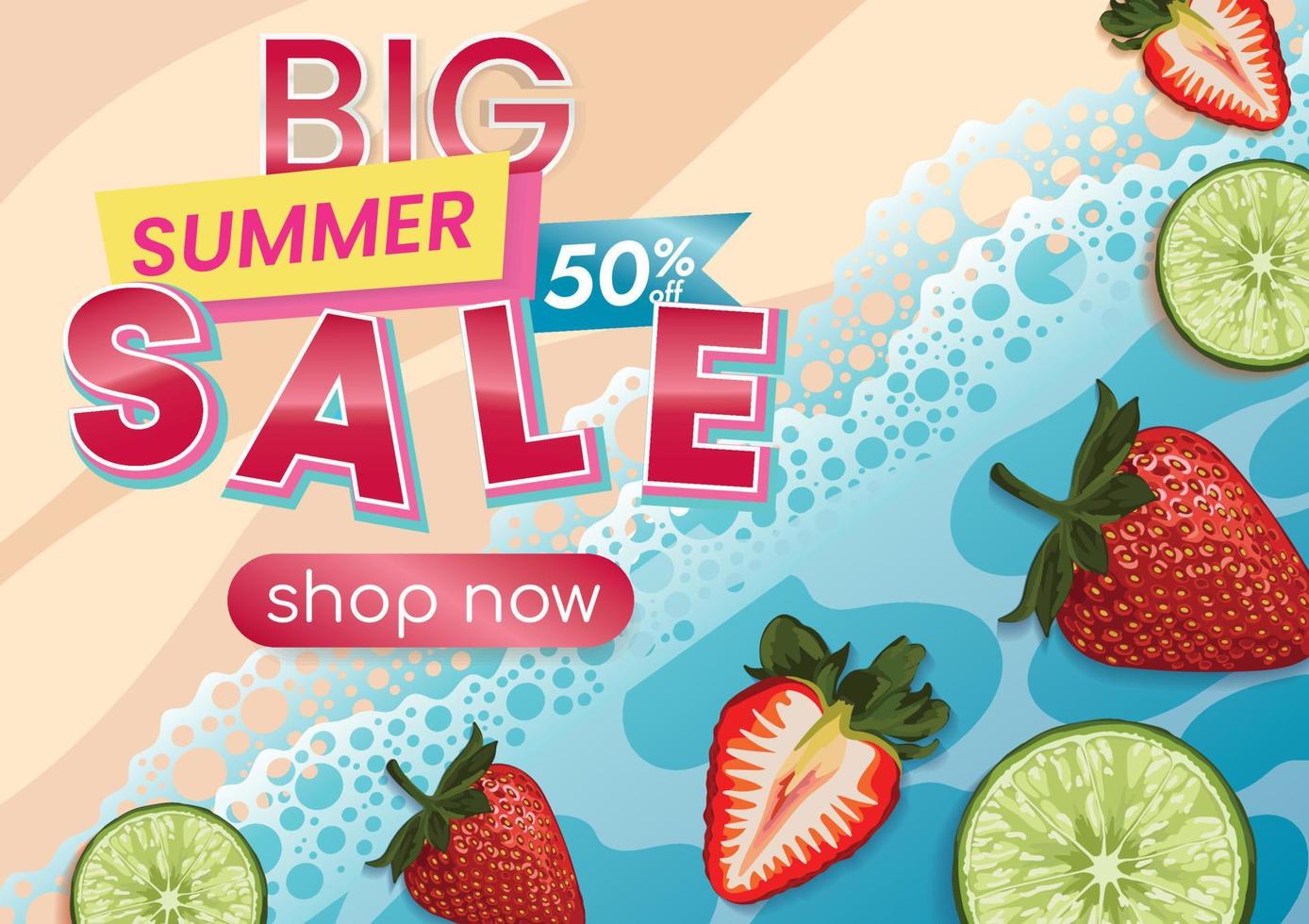 fondo de banner de promoción de venta de verano de frutas mixtas vector