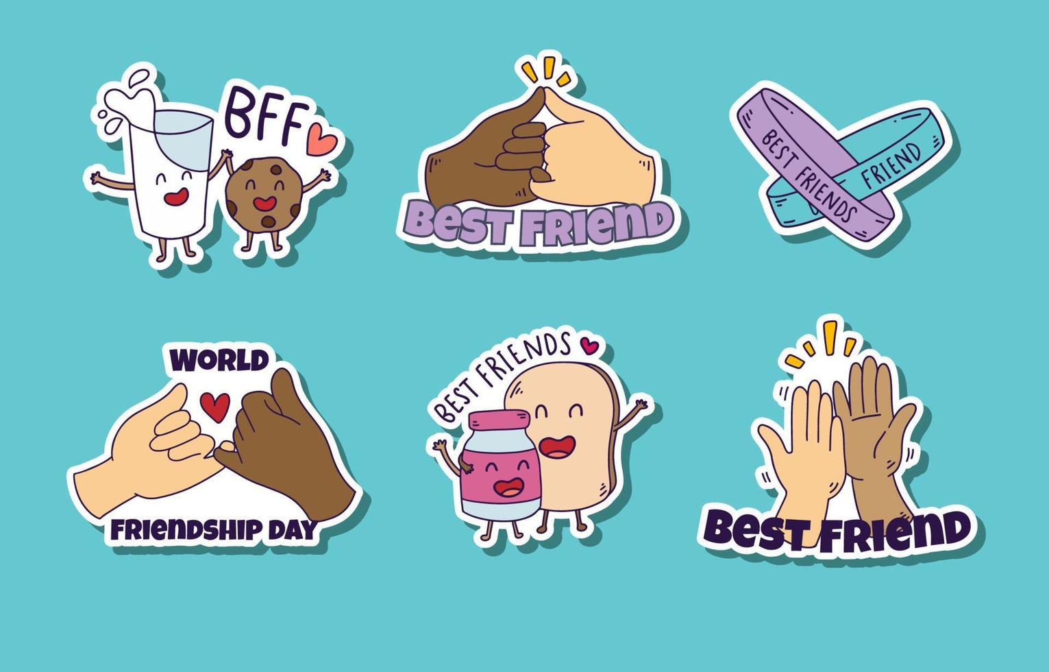 Stickers Collection for World Friendship Day Celebration vector