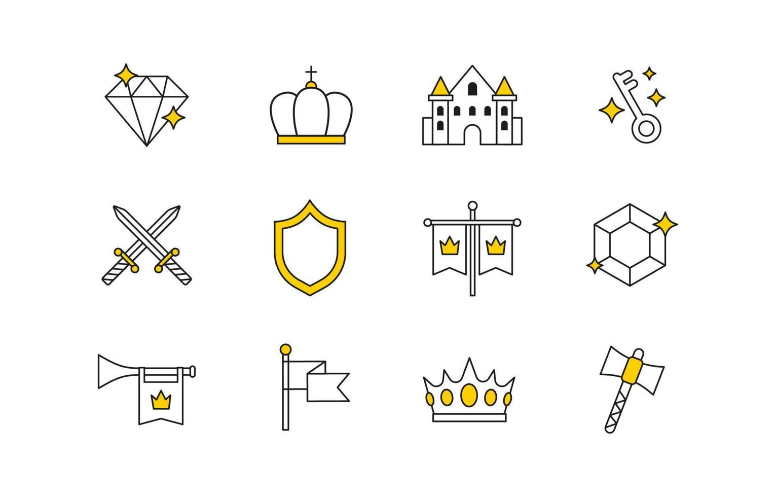 Set of Medieval Line Art Icons vector