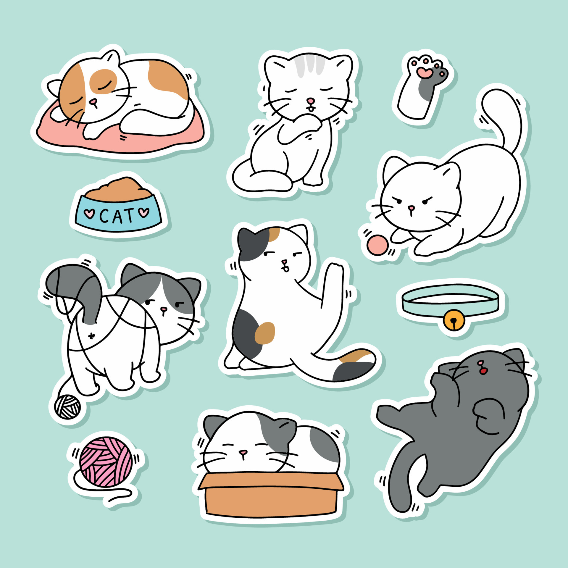 Cat Sticker Vector Art, Icons, and Graphics for Free Download