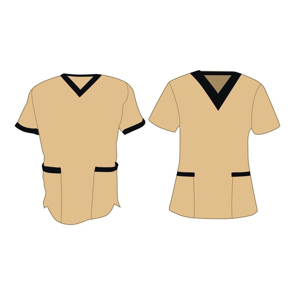 Cream and dark brown scrub clothes vector