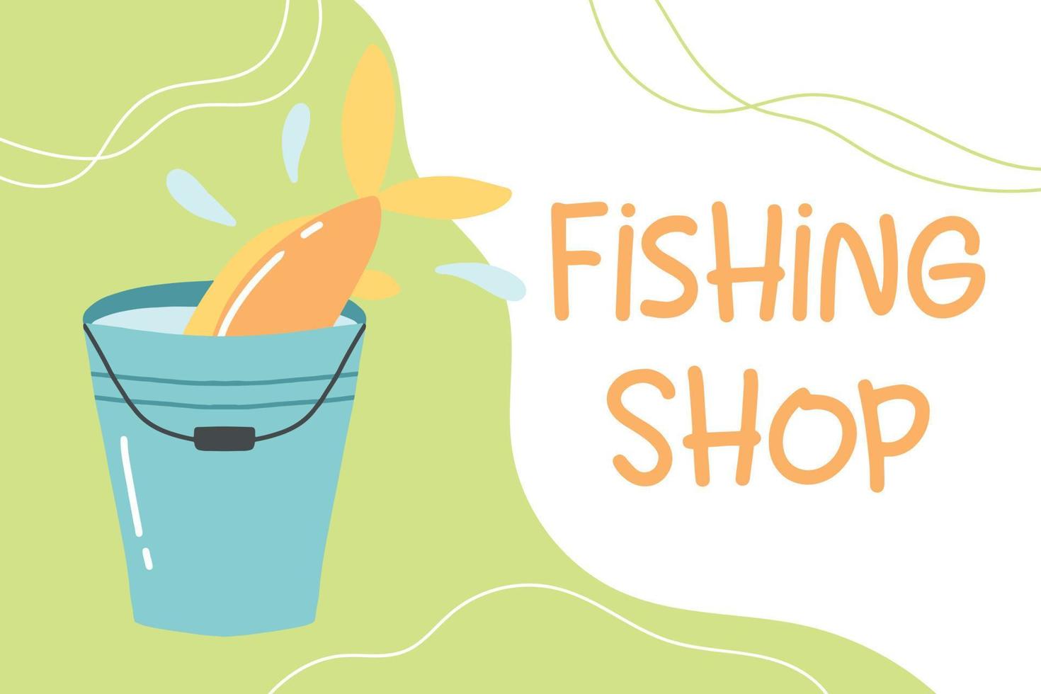 Fishing shop. Flyer for a fishing store. Vector illustration.
