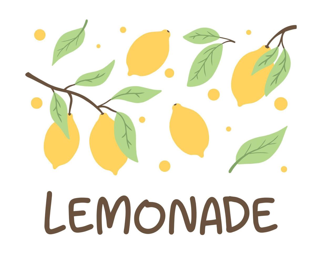 ilustración con limones.concepto de limonada.ilustración vectorial. vector